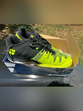 Babolat Men's Brand New Athletic Tennis Court Shoes in Lime Green Black